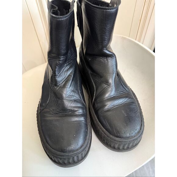 Rihanna Fenty x Puma Women's Leather Slip On Chelsea Sneaker Boots Black Size 8 - Picture 3 of 8